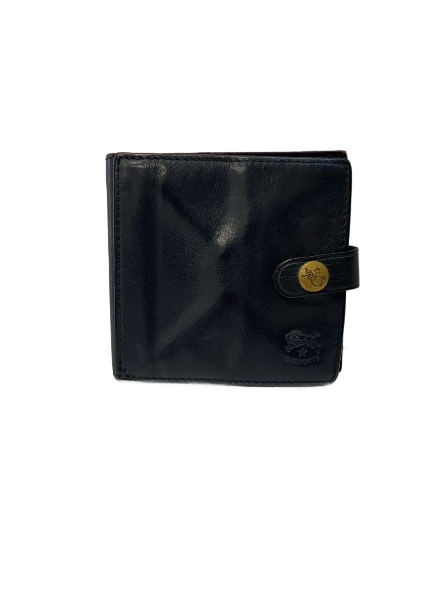 【中古】IL BISONTE◆2つ折り財布/レザー/BLK/メンズ【服飾雑貨他】