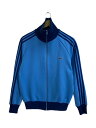 【中古】adidas◆80s/ロゴ刺繍/トラックジャケット/ジャージ/ポリエステル/BLU/ADS-4F【レディースウェア】