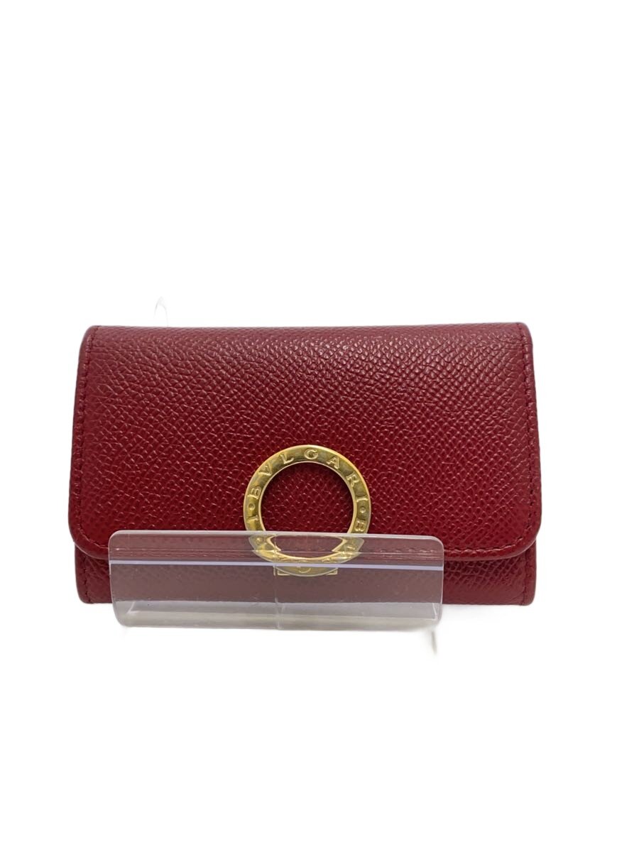 【中古】BVLGARI◆キーケース/レザー/RED/無地/レディース【服飾雑貨他】