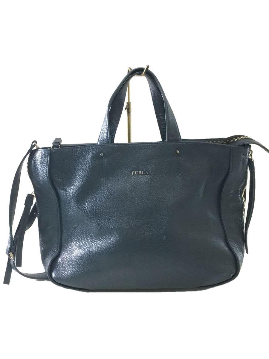 【中古】FURLA◆ショルダーバッグ/レザー/GRN/無地/14097【バッグ】