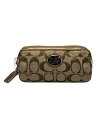 【中古】COACH◆ポーチ/キャンバス/ブラウン/ベージュ/シグネチャー柄【バッグ】