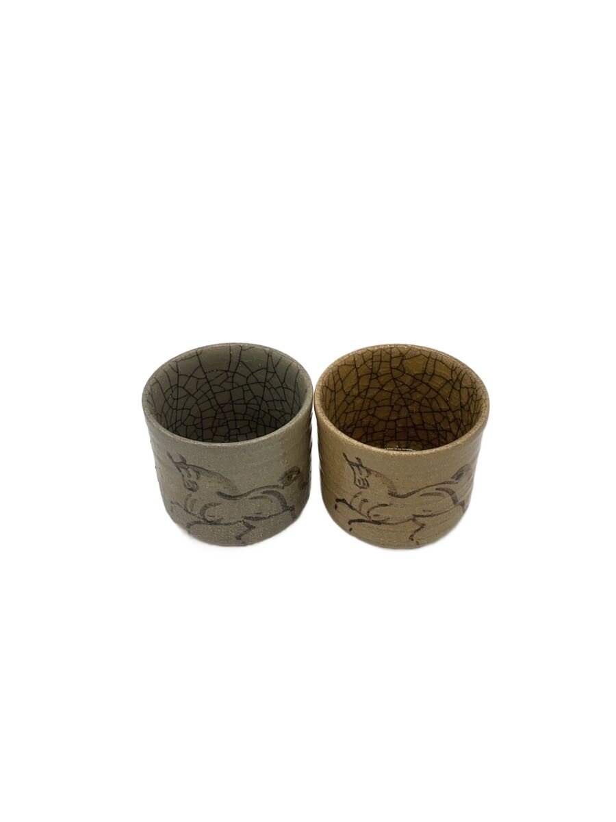 【中古】相馬焼◆湯呑/2点セット/GRY/田代法橋【キッチン用品】