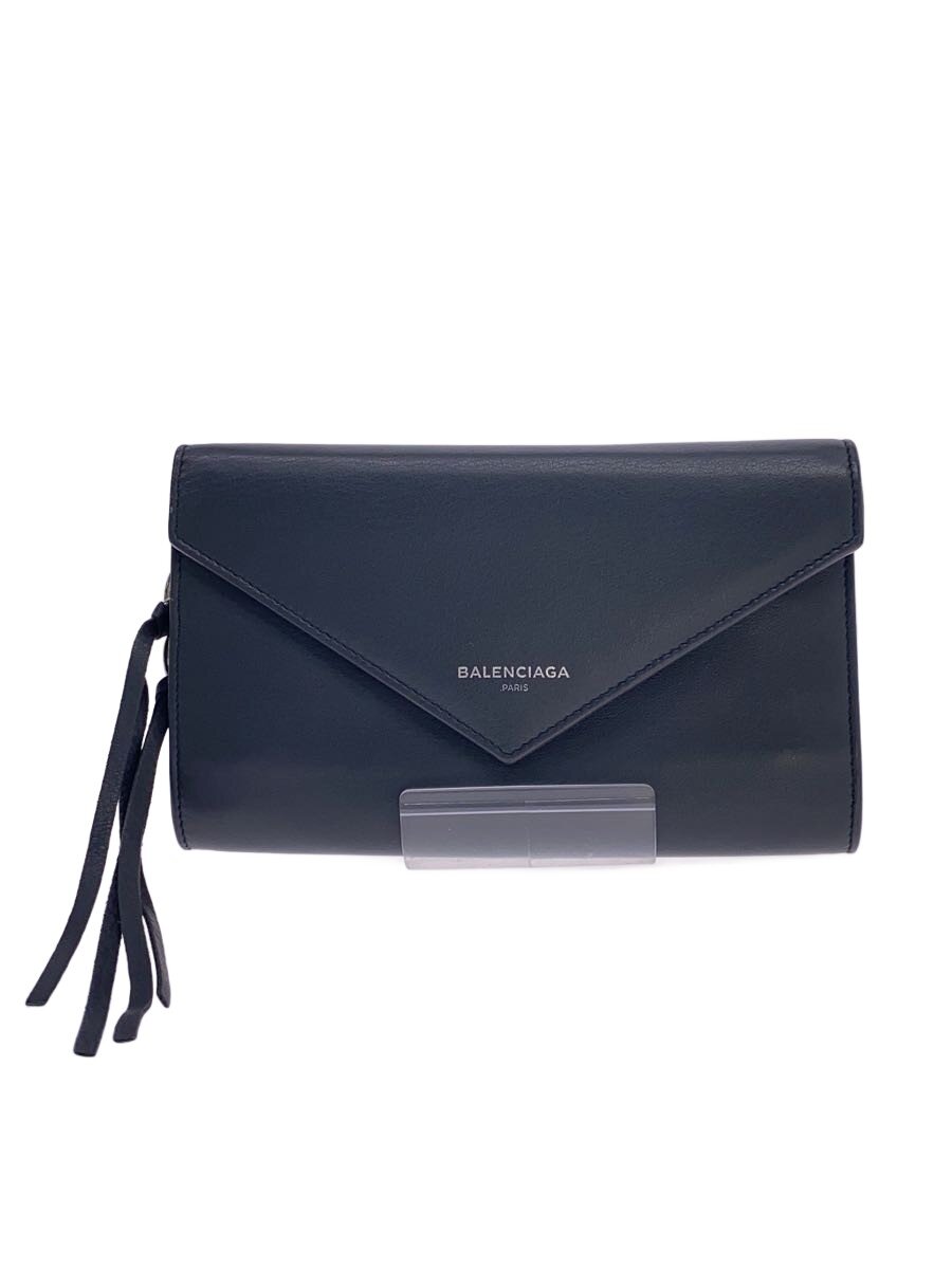 【中古】BALENCIAGA◆長財布/レザー/GRY/無地/レディース/371661//【服飾雑貨他】