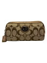 【中古】COACH◆ポーチ/キャンバス/ブラウン/ベージュ/シグネチャー柄【バッグ】