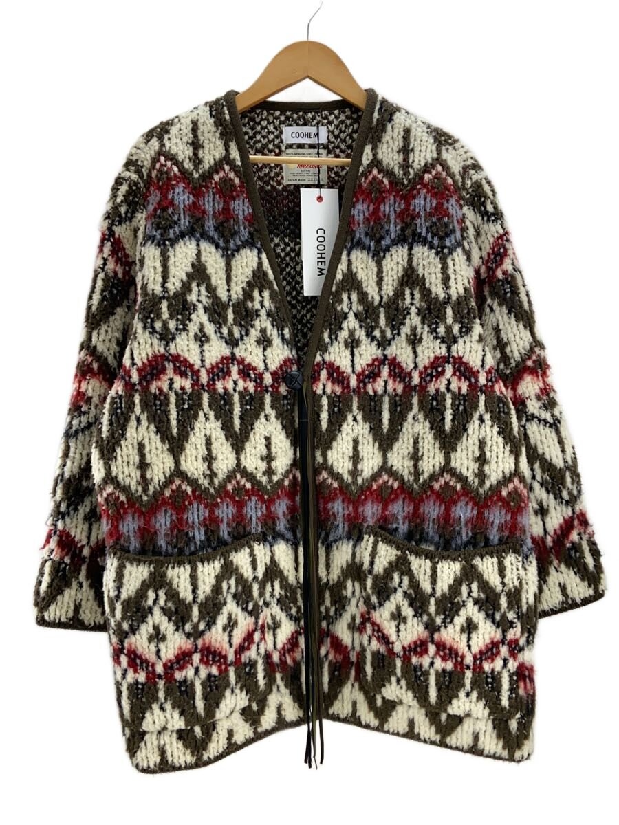 Coohem◆WINTER JACQUARD COAT/カーディガン(厚手)/L/ウール/KHK
