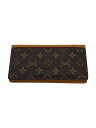 【中古】LOUIS VUITTON◆ポルト・フォイユ・ブラザNM_モノグラム・マカサー_BRW_サフランオレンジ/PVC/メンズ【服飾雑貨他】