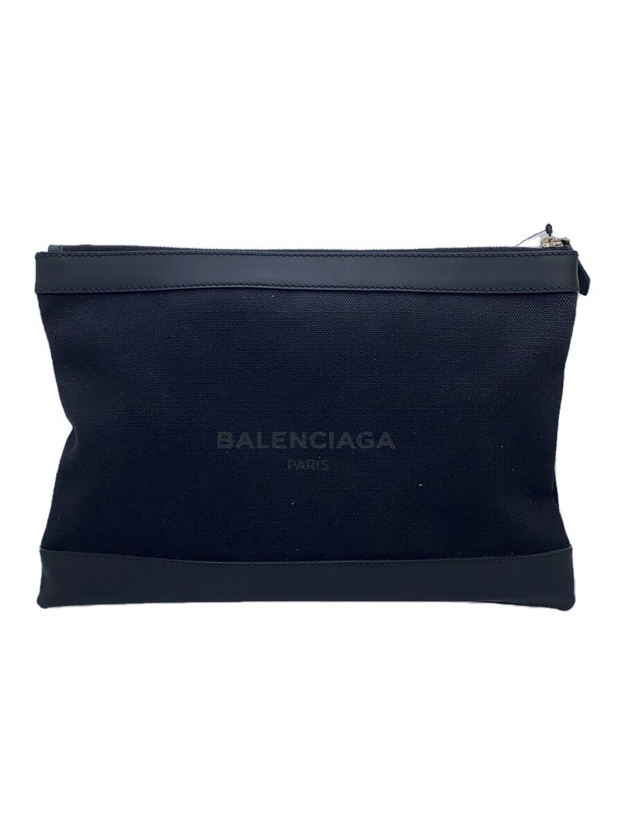 【中古】BALENCIAGA◆クラッチバッグ/--/BLK/無地【バッグ】