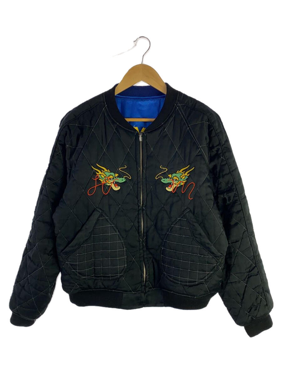【中古】HUMAN MADE◆スカジャン/L/レーヨン/BLU/無地【メンズウェア】