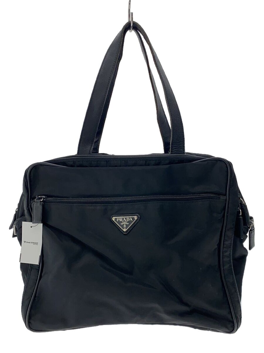 【中古】PRADA◆ブリーフケース/ナイロン/BLK/無地【バッグ】