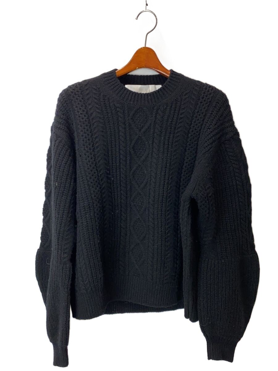 【中古】Tao COMME des GARCONS◆AD2022/アランニット/ニット・セーター(厚手)/M/ウール/BLK/TJ-N011【レディースウェア】