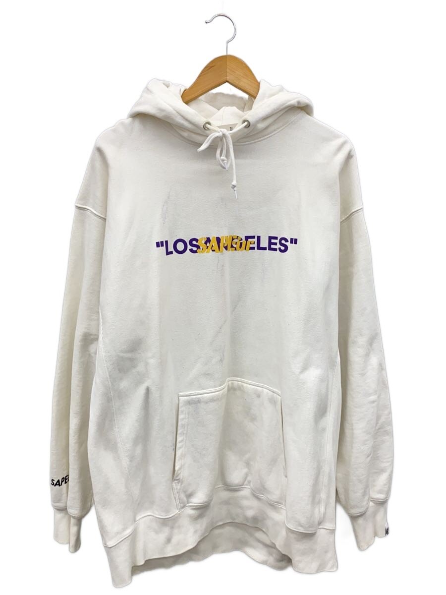 【中古】A Elegantes SAPEur◆パーカー/XXL/コットン/WHT/汚れ有//【メンズウェア】