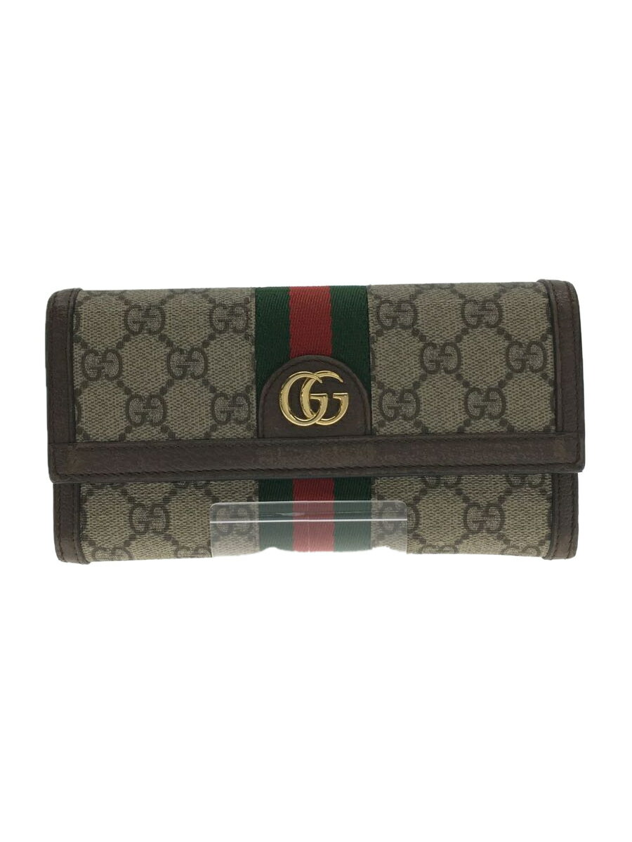 【中古】GUCCI◆長サイフ_オフィディア_GGスプリーム/--/BEG/総柄/レディース【服飾雑貨他】