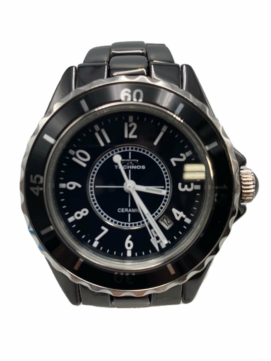 【中古】TECHNOS◆クォーツ腕時計/アナログ/BLK/BLK/T9B82//【服飾雑貨他】