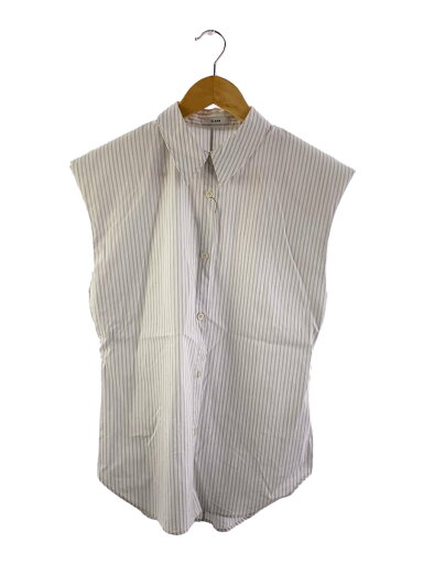 【中古】CLANE◆ノースリーブシャツ/1/コットン/ホワイト/ストライプ/15122-4042【レディースウェア】 【中古】CLANE◆ノースリーブシャツ/1/コットン/ホワイト/ストライプ/15122-4042【レディースウェア】