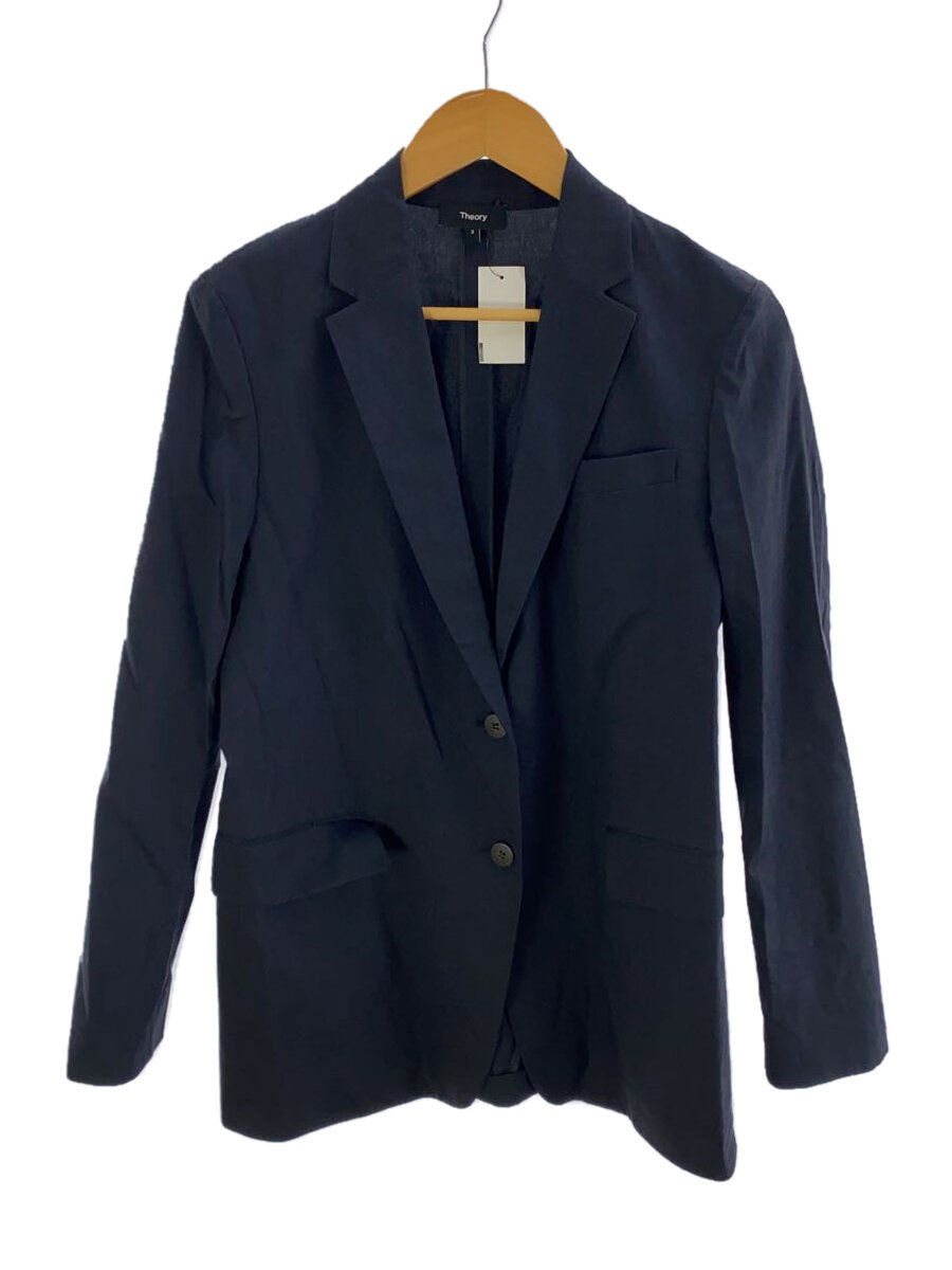 【中古】theory◆Eco Crunch Wash RLD SLV BF JKT U/2/リネン/NVY/01-3104106【レディースウェア】
