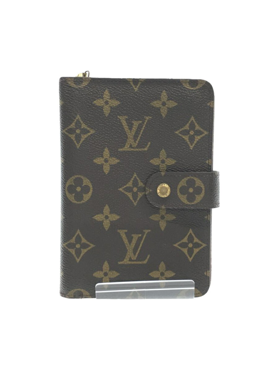 【中古】LOUIS VUITTON◆ポルト・パピエジップ_モノグラム_BRW/PVC/BRW/レディース【服飾雑貨他】