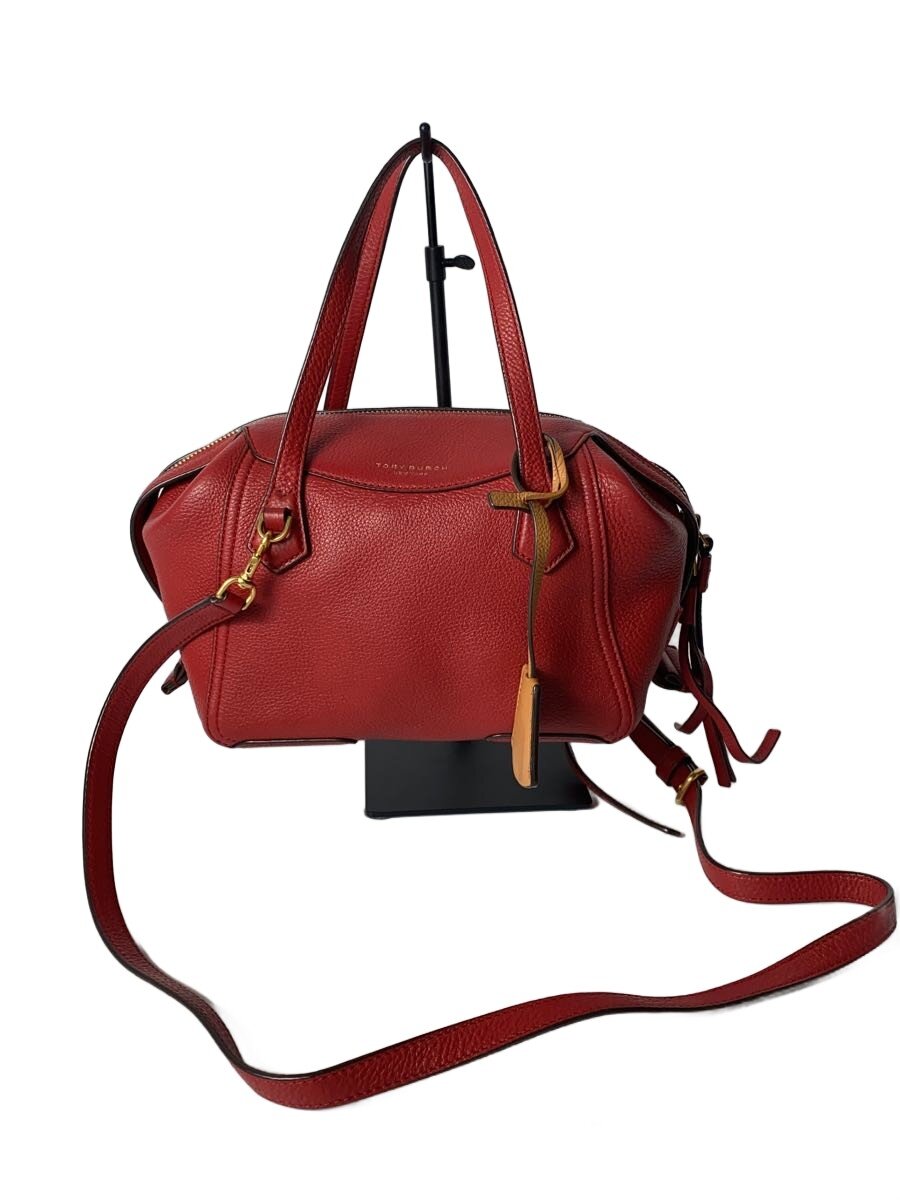 TORY BURCH◆2WAY/PERRY SMALL SATHEL/ハンドバッグ/レザー/RED/無地