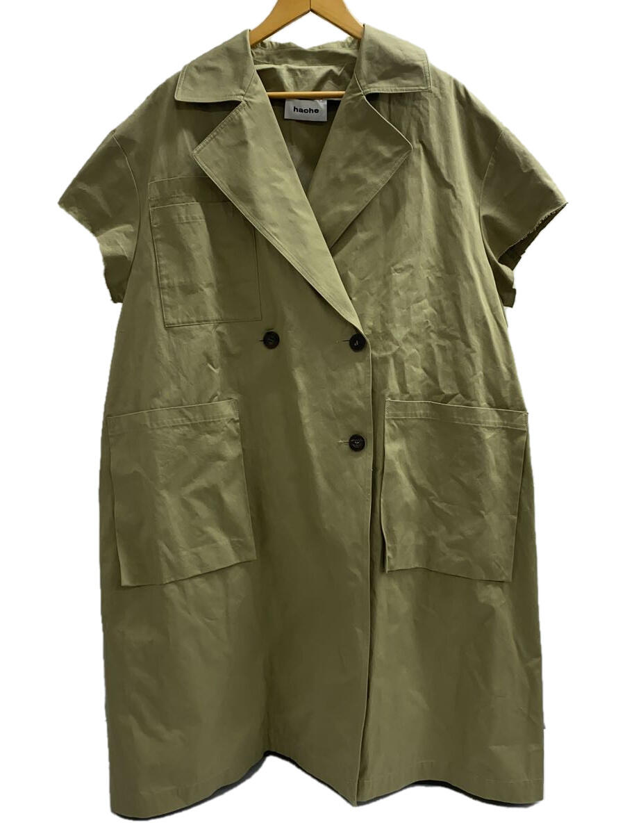 【中古】HACHE◆コート/42/コットン/BEG/無地/h830637 03/ハーフスリーブコート【レディースウェア】