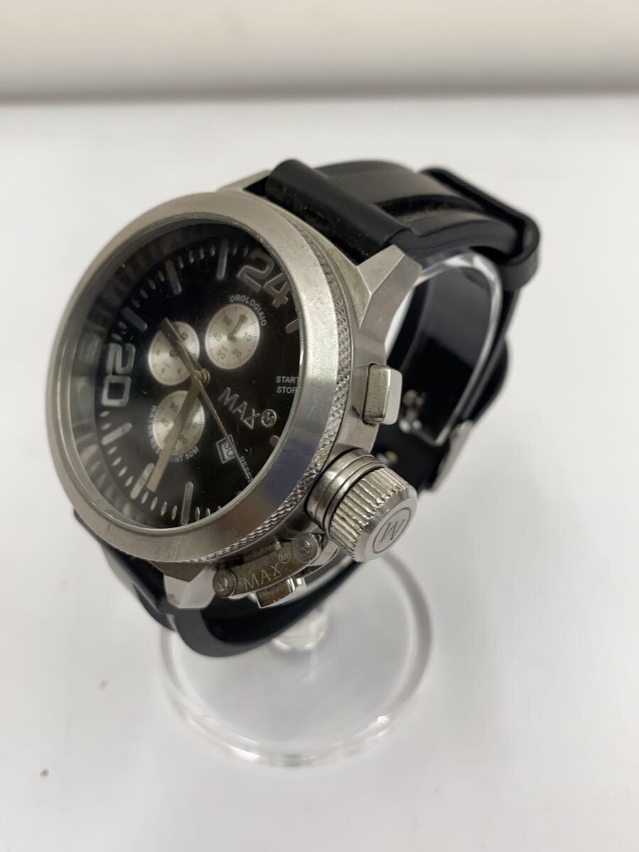【中古】MAX◆クォーツ腕時計/アナログ/ラバー/SLV/BLK【服飾雑貨他】 2