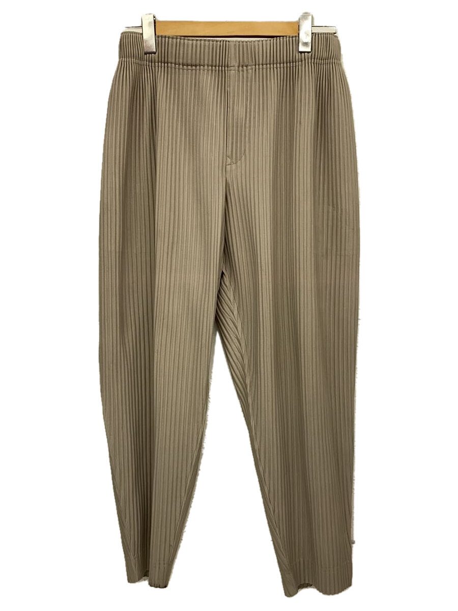 【中古】HOMME PLISSE ISSEY MIYAKE◆PLEATS TAPERED LONG PANTS/ボトム/2/ポリエステル/ベージュ/HP23JF114【メンズウェア】