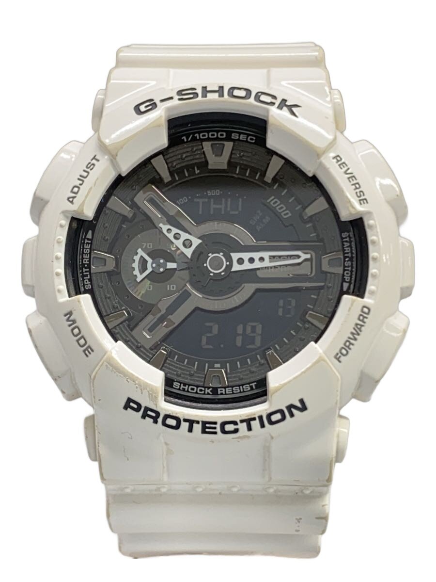【中古】CASIO◆クォーツ腕時計・G-SHOCK/デジアナ/ラバー/ホワイト/ホワイト/GA-110GW-7AJF【服飾雑貨他】