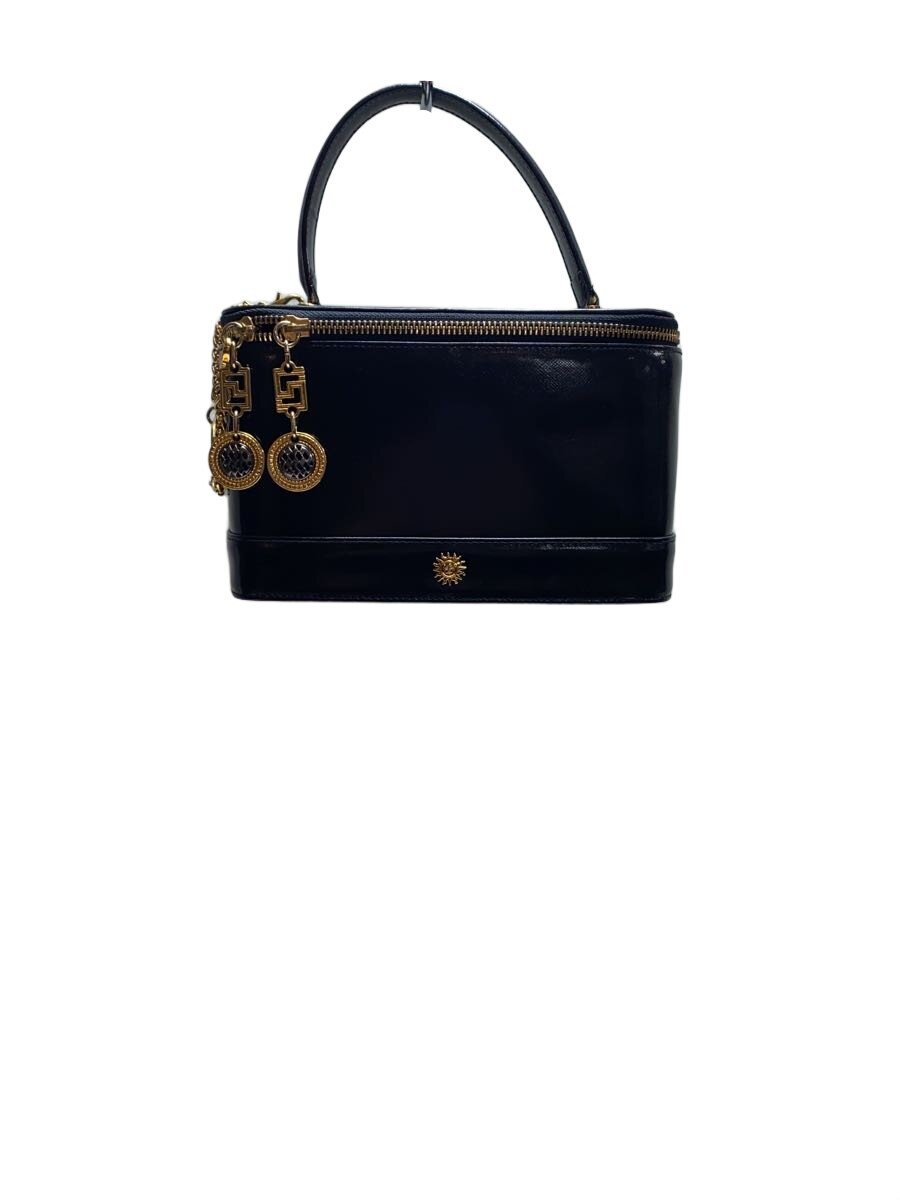 【中古】VERSACE◆ヴァニティバッグ/ハンドバッグ/PVC/BLK/無地//【バッグ】