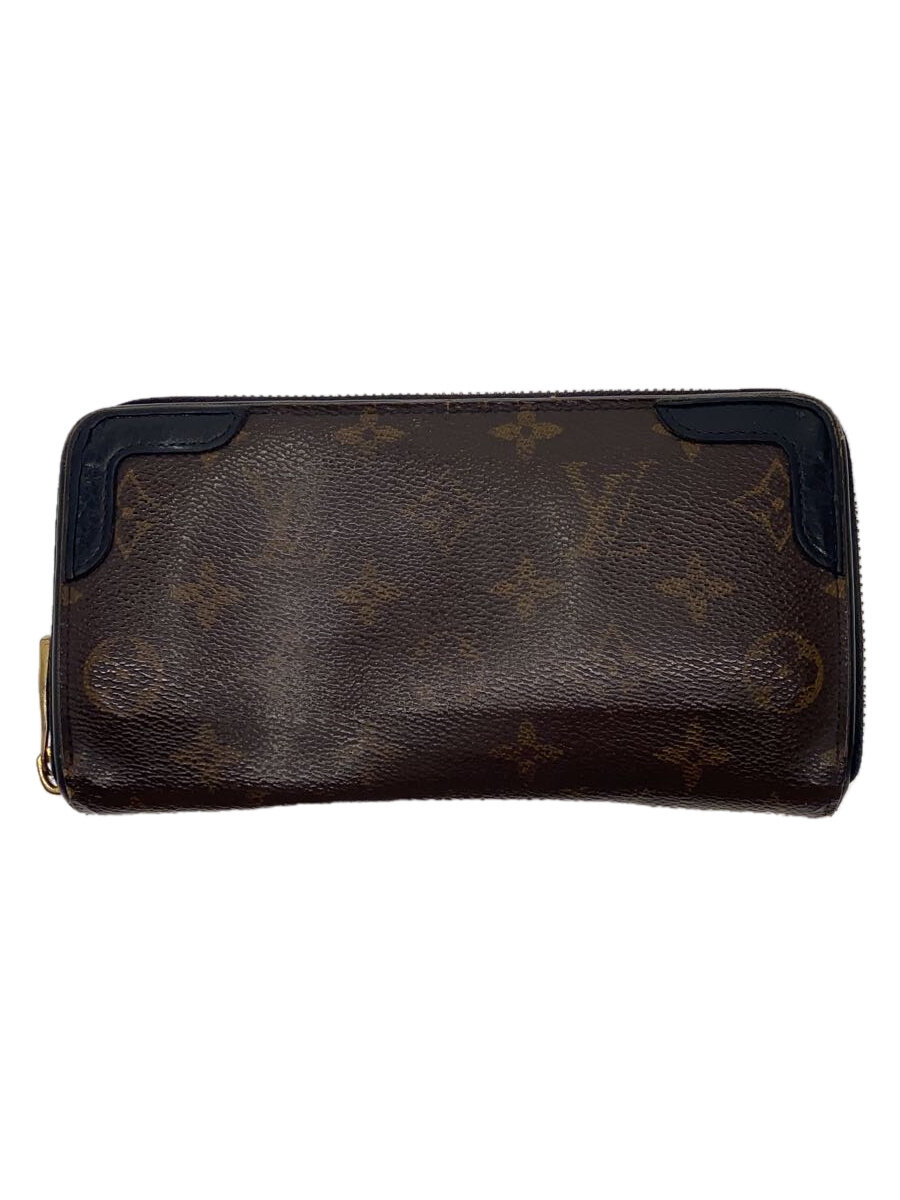 【中古】LOUIS VUITTON◆ジッピー・ウォレット・レティーロ_モノグラム・キャンバス_BRW_ノワール/PVC/BRW/レディース【服飾雑貨他】