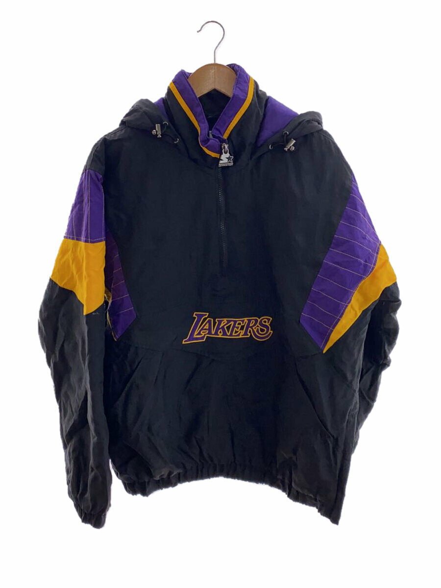 【中古】STARTER◆プルオーバーナイロンジャケット/M/ナイロン/BLK/LAKERS【メンズウェア】