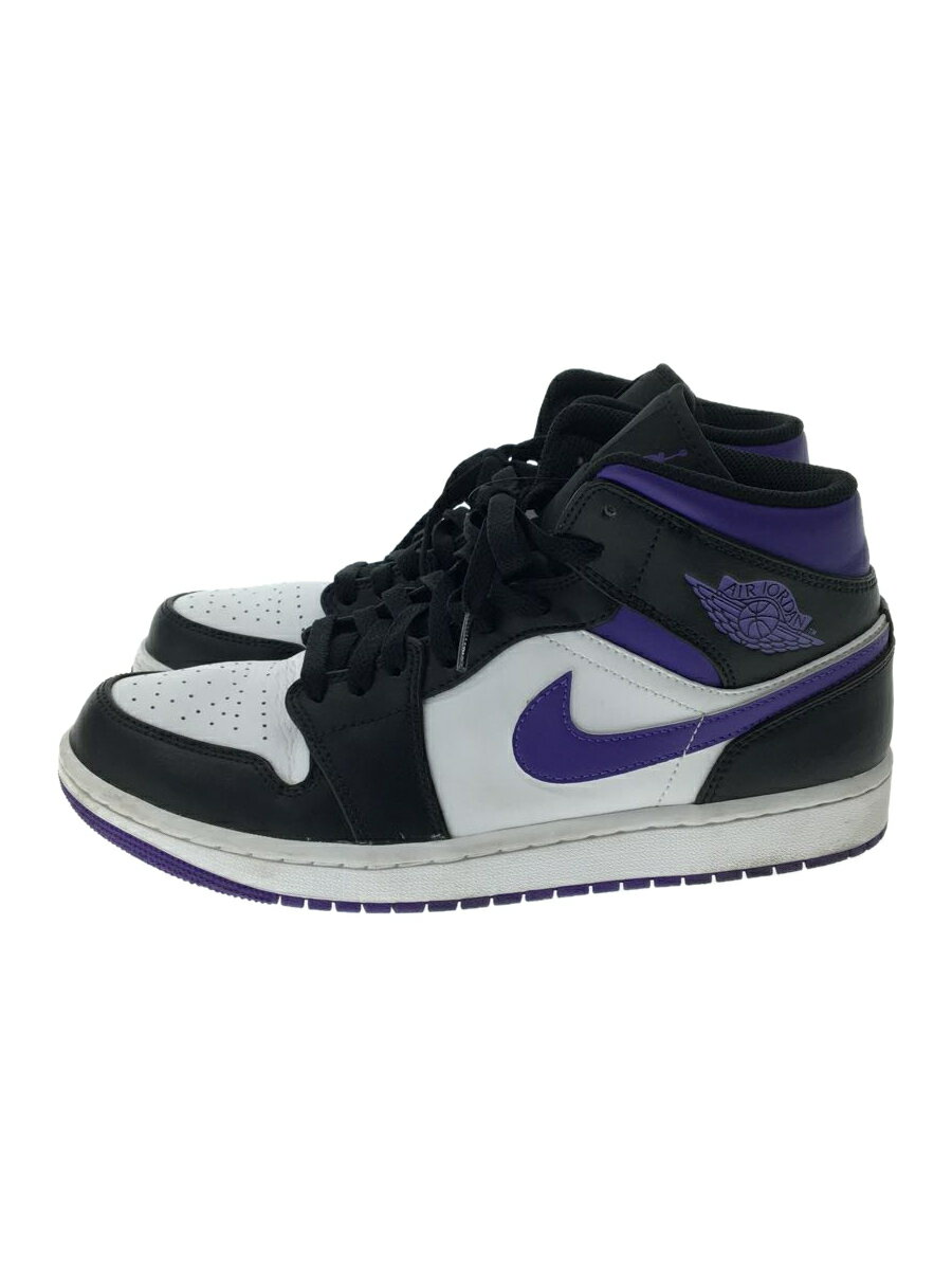 【中古】NIKE◆AIR JORDAN 1 MID_エアジョーダン 1 ミッド/27cm/PUP【シューズ】