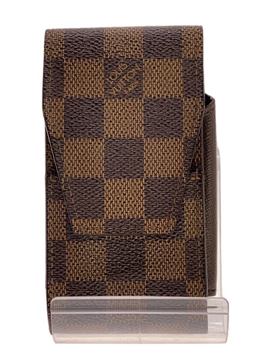 【中古】LOUIS VUITTON◆エテュイ・シガレット_ダミエ・エベヌ_BRW/レザー/BRW/レディース【服飾雑貨他】