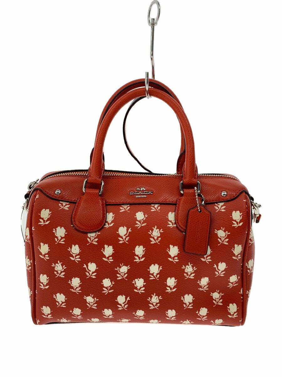 【中古】COACH◆ハンドバッグ/サッチェル・バットランズ フローラル/レザー/RED/花柄【バッグ】