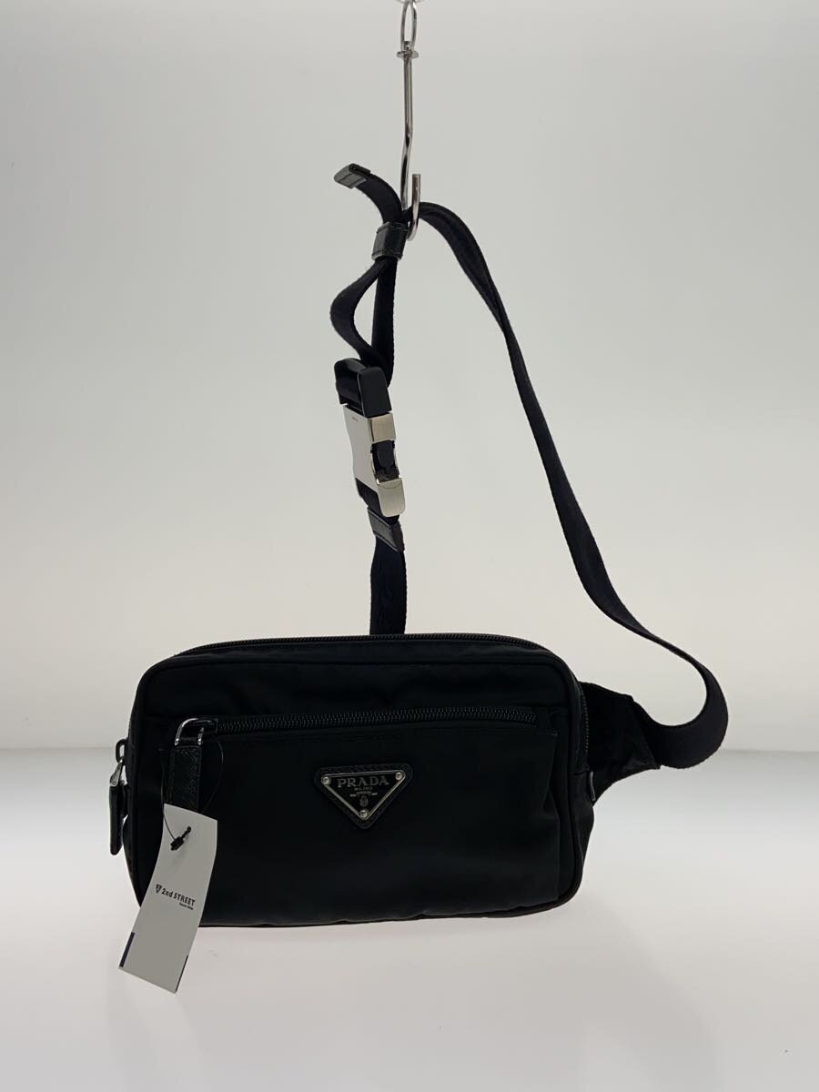 PRADA◆ウエストバッグ/ナイロン/BLK/無地/TESSUTO MONTAGN 2VL977