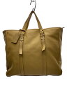 【中古】PRADA◆トートバッグ/レザー/CML/ロゴ型押し【バッグ】