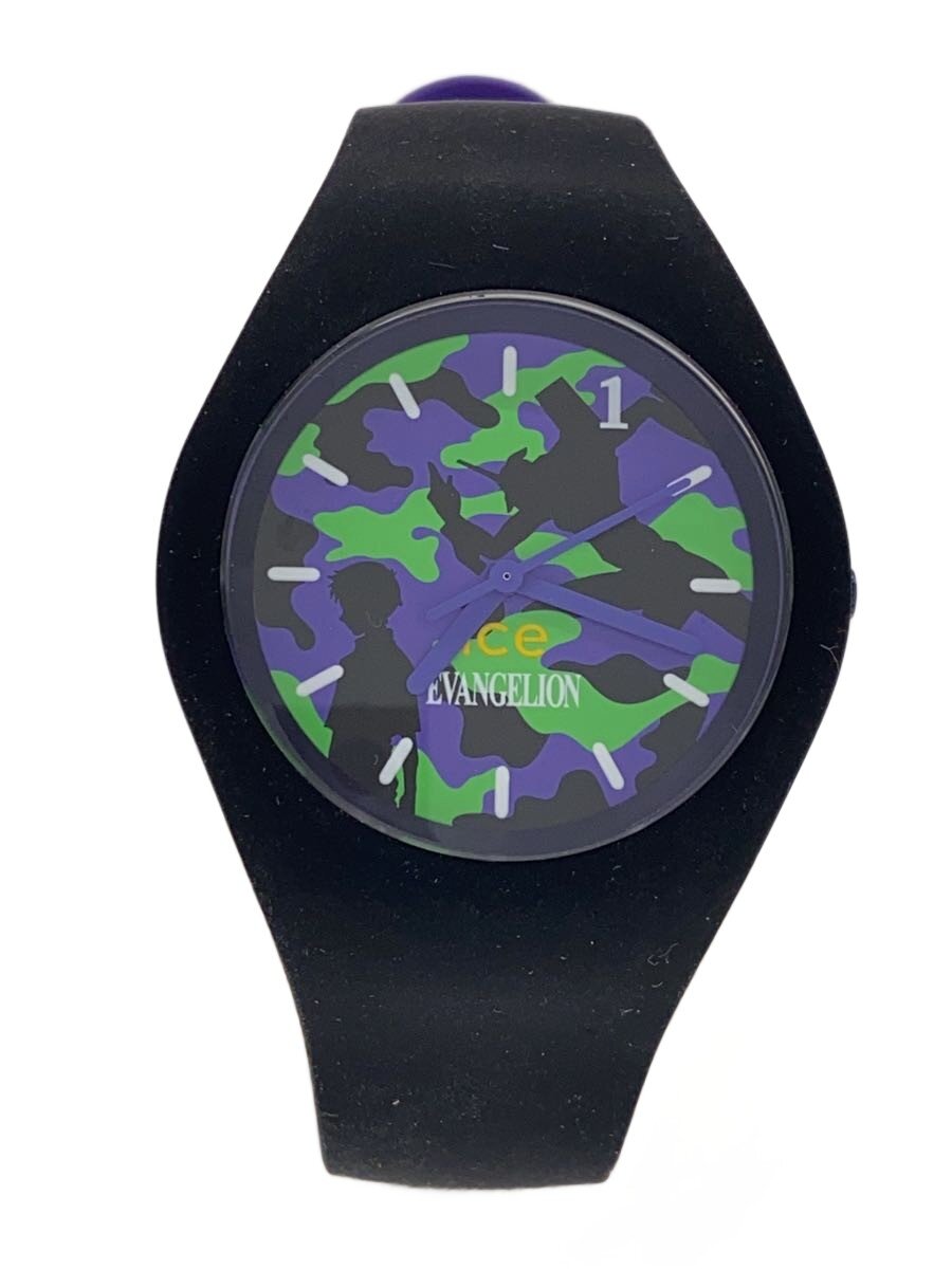 ice watch◆クォーツ腕時計/アナログ/ラバー/PUP/BLK/SS