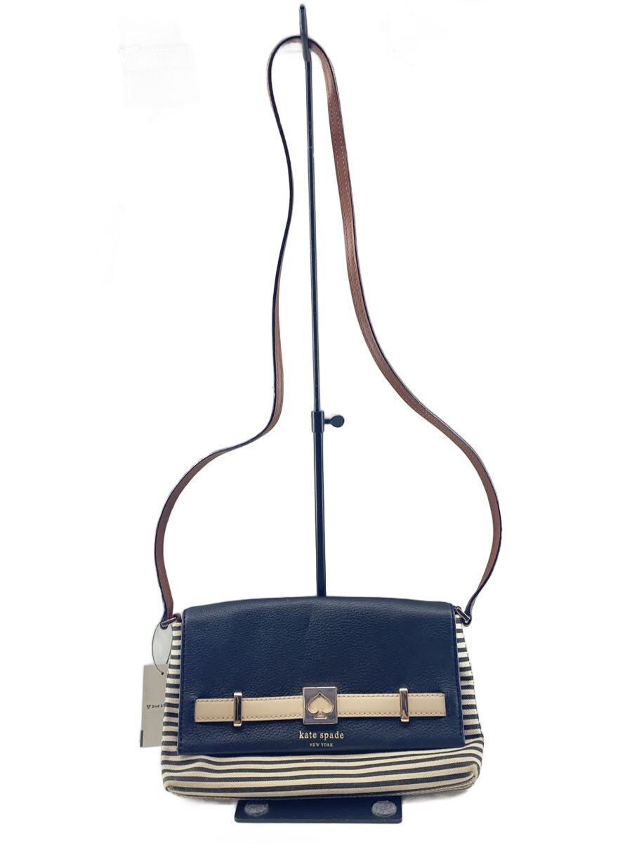 KATE SPADE - 【中古】kate spade new york◆ショルダーバッグ/キャンバス/WHT/ボーダー/S285【バッグ】