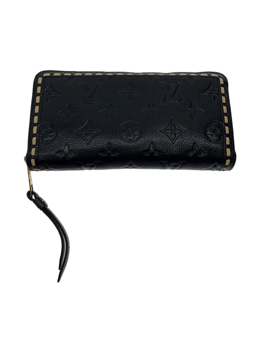 【中古】LOUIS VUITTON◆ジッピー・ウォレット_モノグラム・アンプラント_BLK/牛革/BLK/レディース【服飾雑貨他】