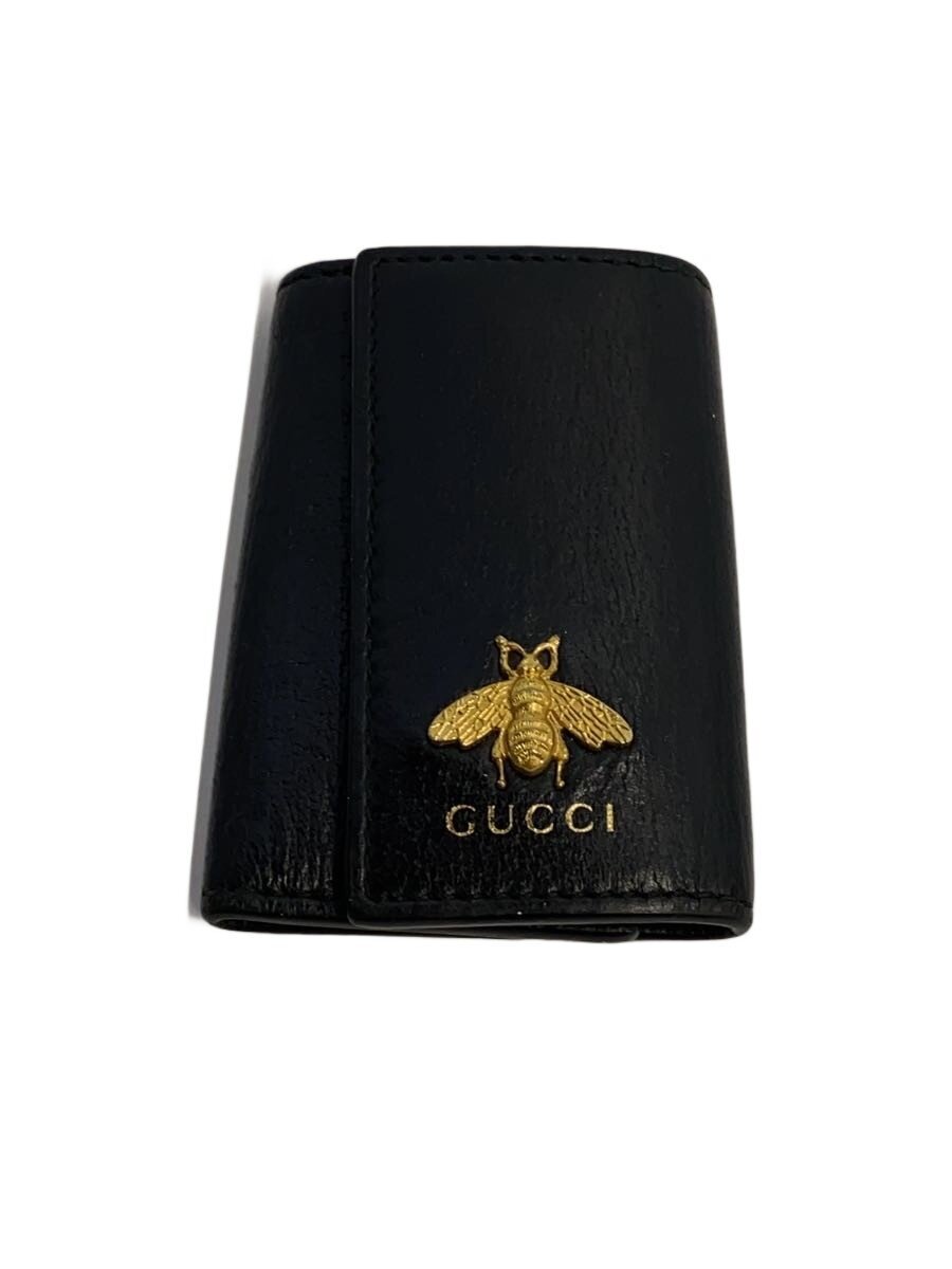 【中古】GUCCI◆6連/BEE/蜂モチーフ/キーケース/レザー/BLK/メンズ【服飾雑貨他】