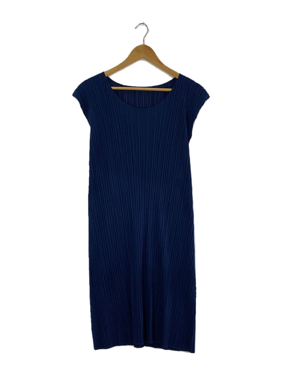 【中古】PLEATS PLEASE ISSEY MIYAKE◆ノースリーブワンピース/2/ポリエステル/NVY/PP61-JH905//【レディースウェア】