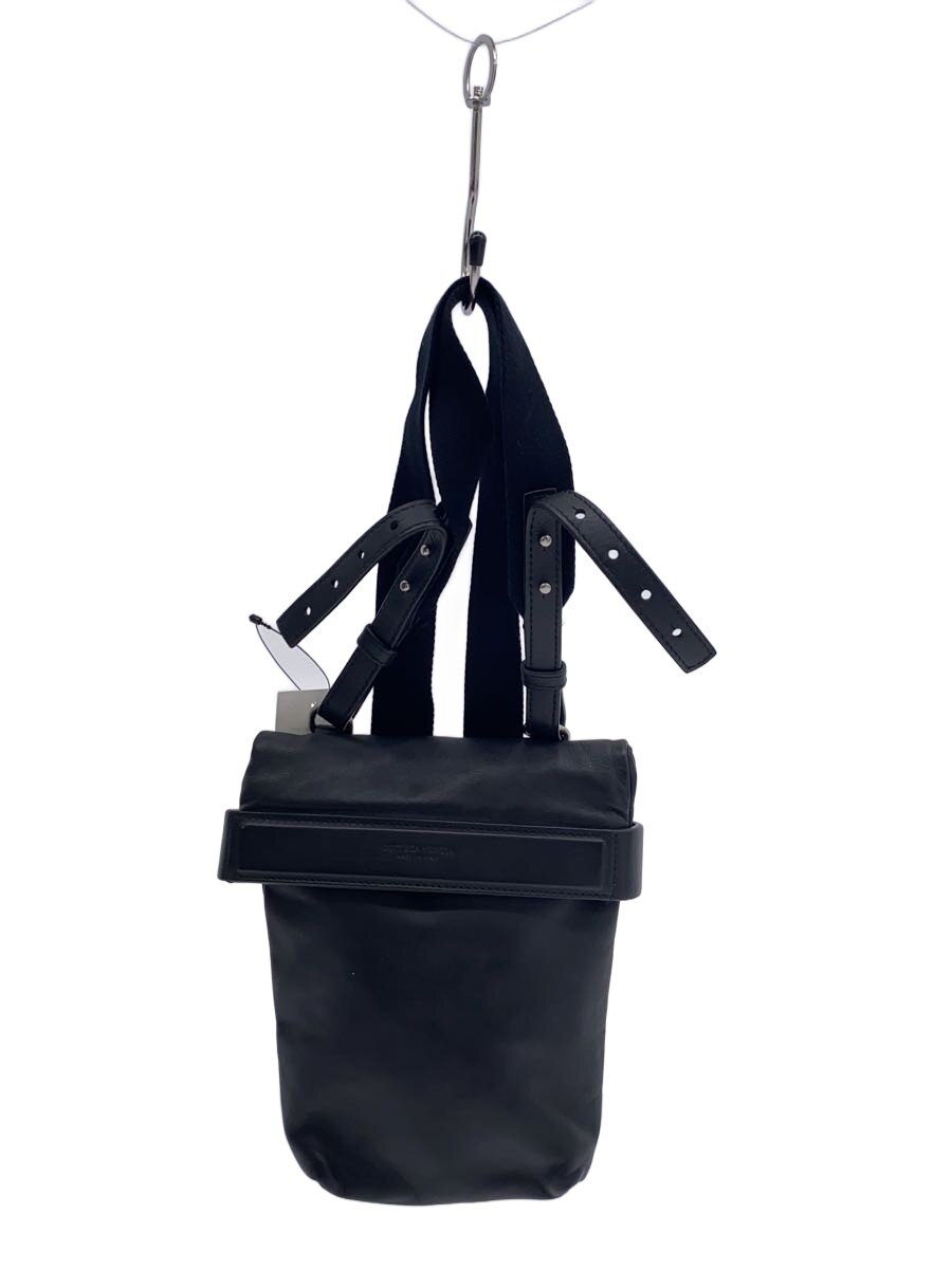 【中古】BOTTEGA VENETA◆ショルダーバッグ/レザー/BLK/無地/573608【バッグ】