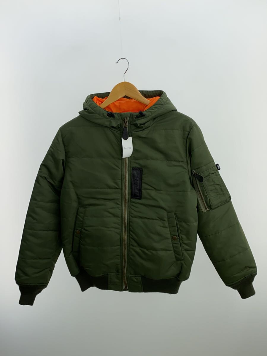 【中古】STUSSY◆ブルゾン/中綿ボンバージャケット/S/ナイロン/KHK/無地/カーキ/フライトジャケット【メンズウェア】