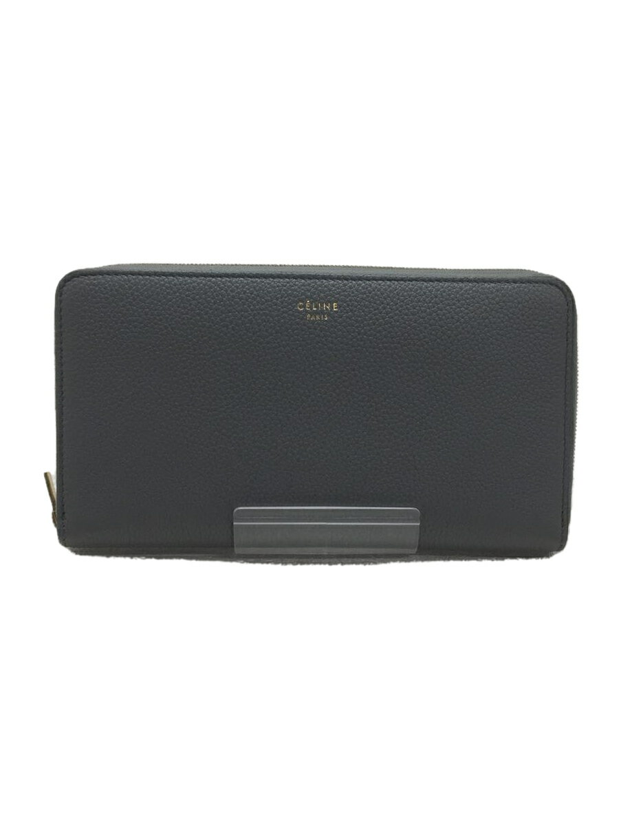 【中古】CELINE◆長財布/レザー/GRY/無地/レディース【服飾雑貨他】