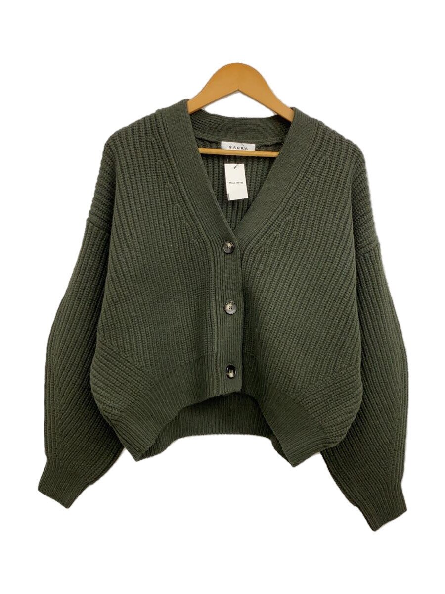 SACRA◆23AW/BOILED LAMBWOOL FURROW CARDIGAN/38/ウール/BLK/123534081