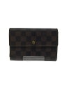 【中古】LOUIS VUITTON◆ポルト・トレゾールエテュイパピエ_ダミエ・エベヌ_BRW/PVC/BRW/レディース【服飾雑貨他】