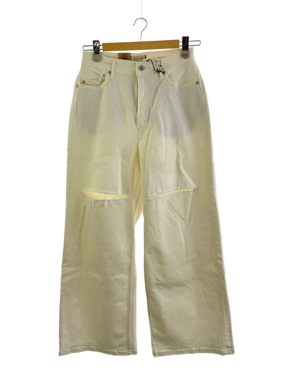 【中古】YANUK◆ワイドパンツ/25/コットン/WHT/57143505【レディースウェア】