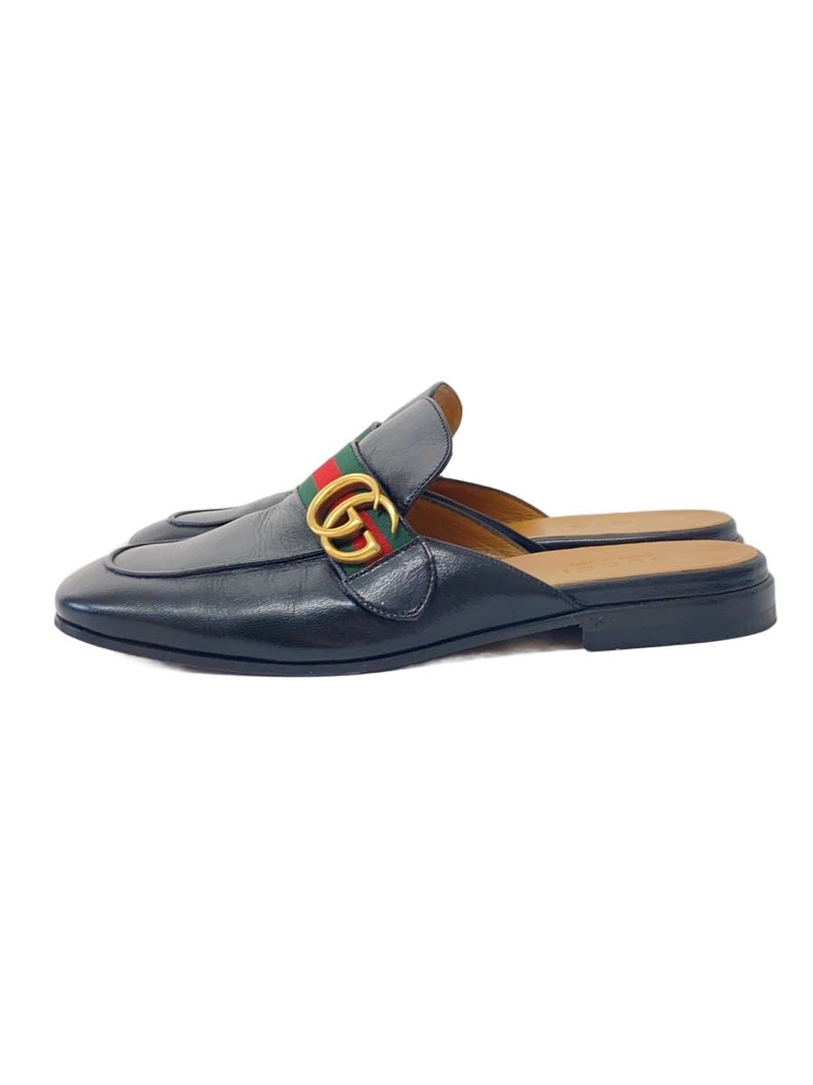 【中古】GUCCI◆サンダル/スリッポン/ロライン/ロゴ/UK7/BLK/レザー/469891【シューズ】