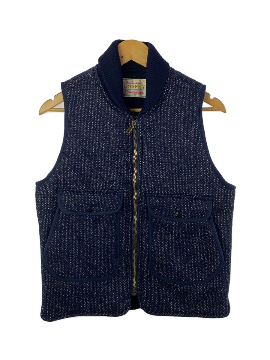 【中古】TROPHY CLOTHING◆ベスト/36/ウール/NVY/総柄/TR17AW-302【メンズウェア】