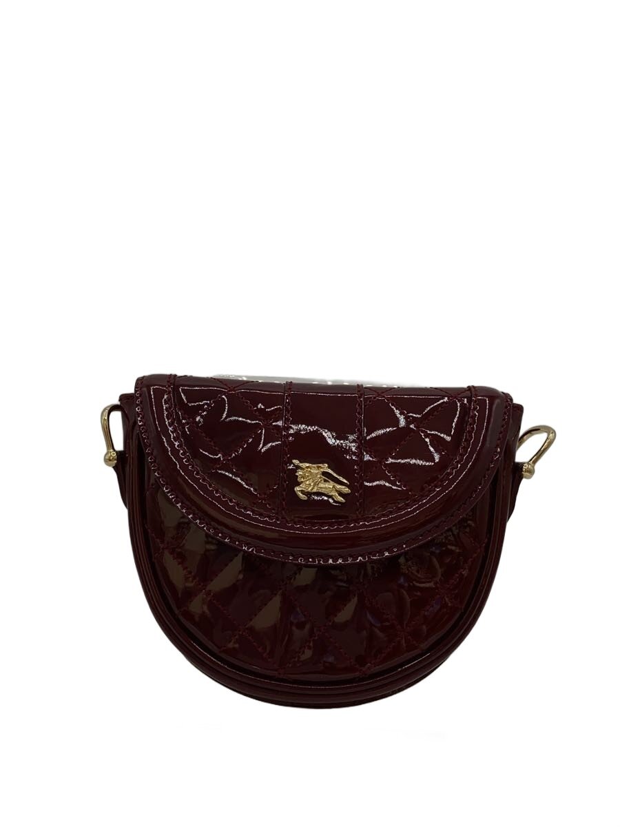 BURBERRY - 【中古】BURBERRY◆キルティング_パテントレザー_ミニショルダーバッグ/エナメル/RED/無地【バッグ】