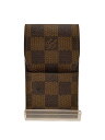 【中古】LOUIS VUITTON◆エテュイ・シガレット_ダミエ・エベヌ_BRW/レザー/BRW/総柄/メンズ【服飾雑貨他】