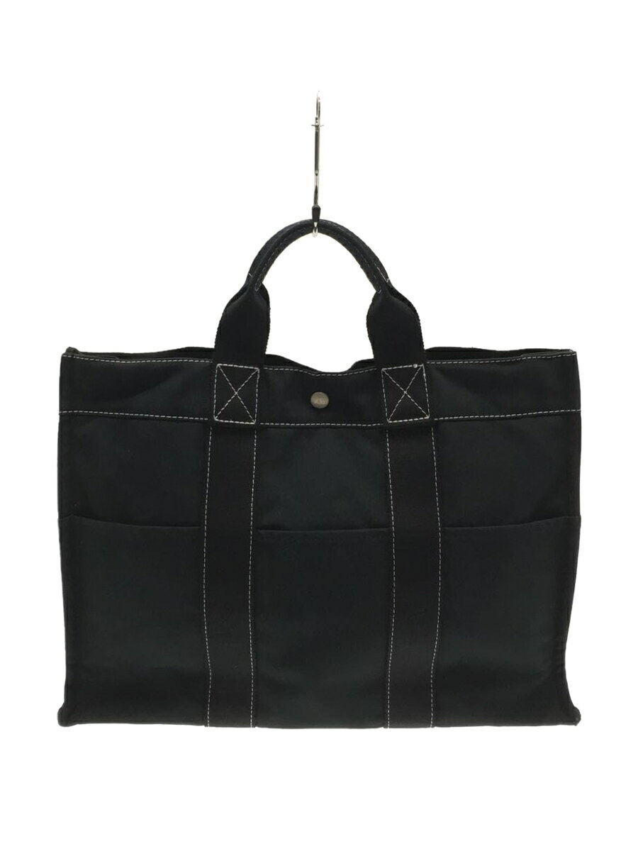 【中古】HERMES◆トートバッグ/キャンバス/BLK【バッグ】