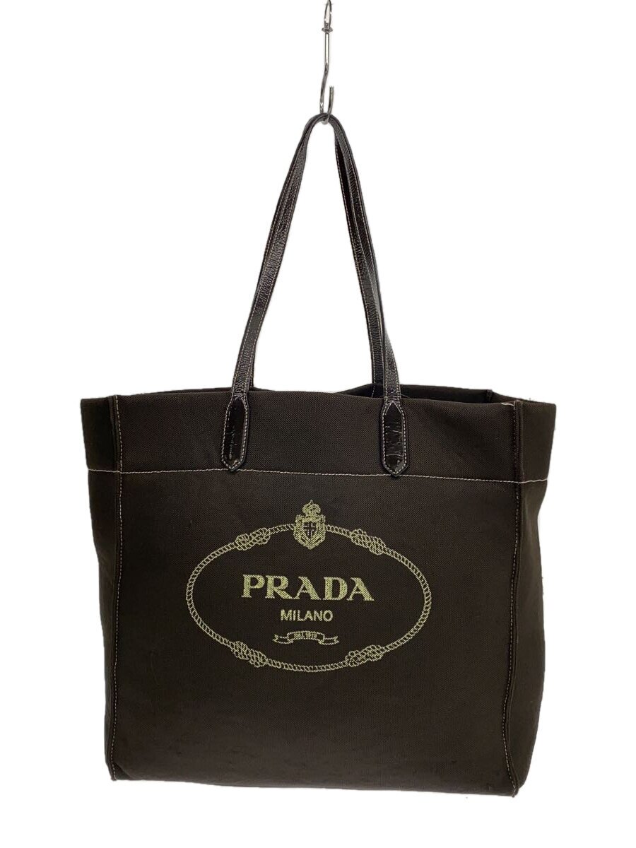 【中古】PRADA◆トートバッグ/--/BRW/無地【バッグ】